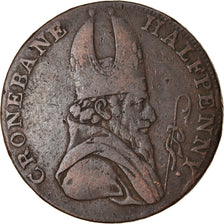Coin, Ireland, Wicklow, Halfpenny Token, 1789, Cronebane, VF(30-35), Copper