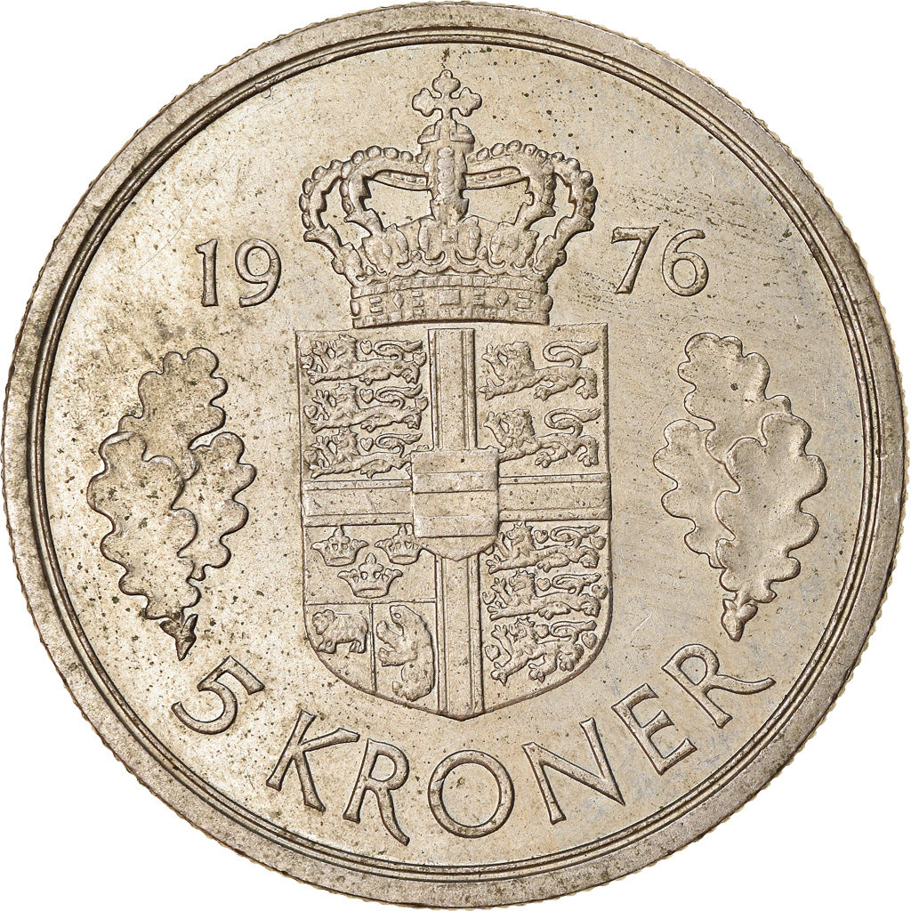 Monnaie, Danemark, Margrethe II, 5 Kroner, 1976, Copenhagen, TTB, Copper-nickel