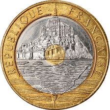 Moeda, França, Mont Saint Michel, 20 Francs, 1992, EF(40-45), Bronze-Alumínio