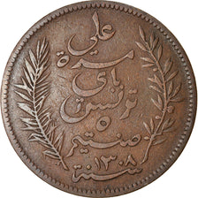 Coin, Tunisia, Ali Bey, 5 Centimes, 1891, Paris, EF(40-45), Bronze, KM:221