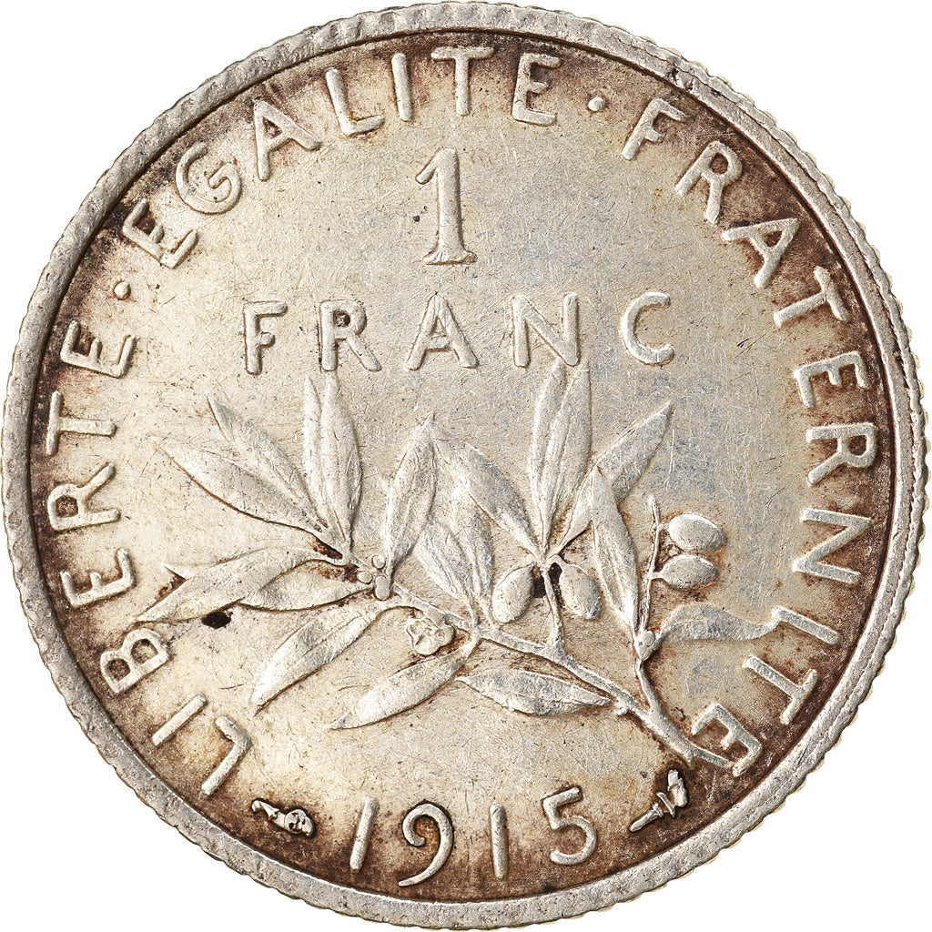 Coin, France, Semeuse, Franc, 1915, Paris, EF(40-45), Silver, KM:844.1