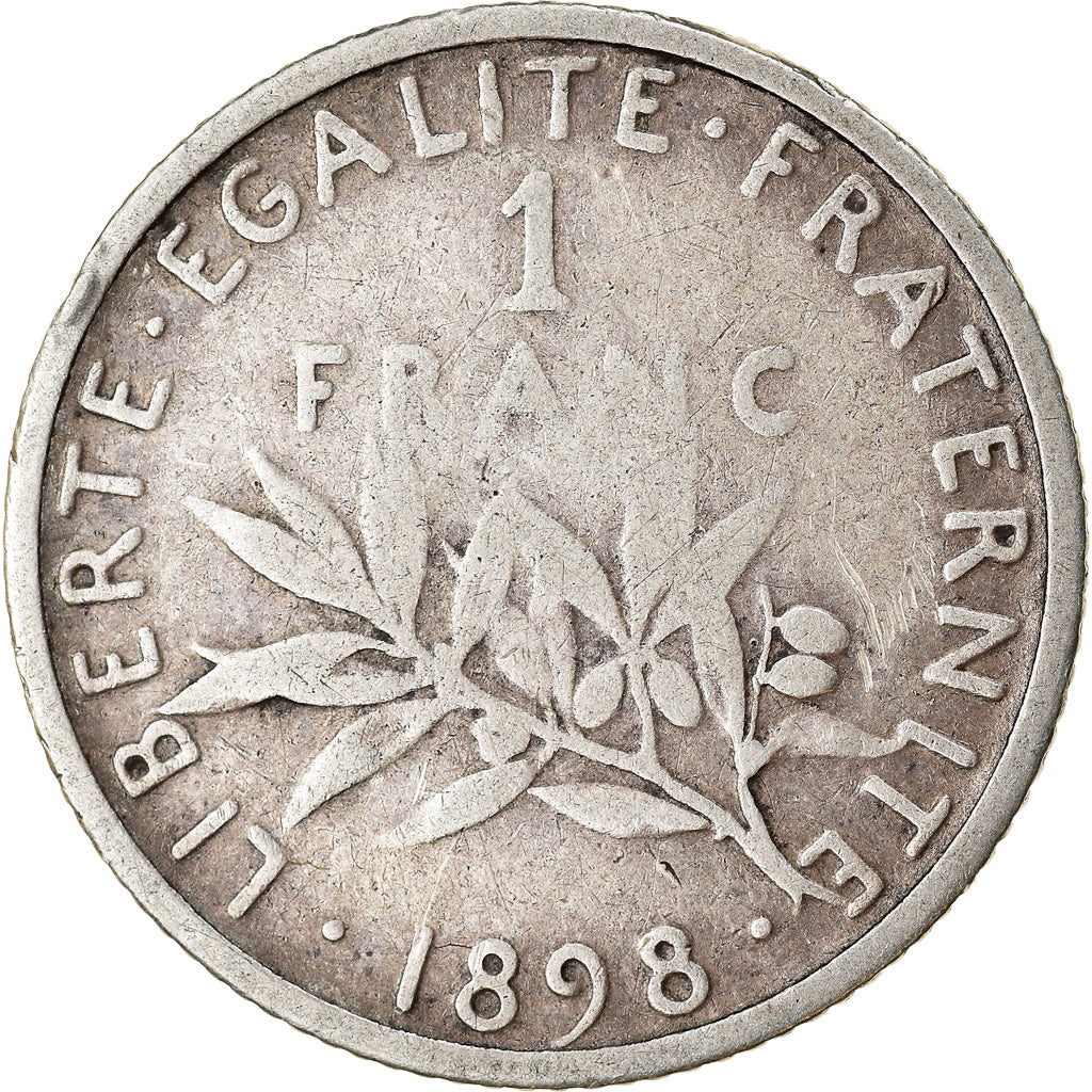 Moneta, Francia, Semeuse, Franc, 1898, Paris, MB, Argento, KM:844.1, Gadoury:467