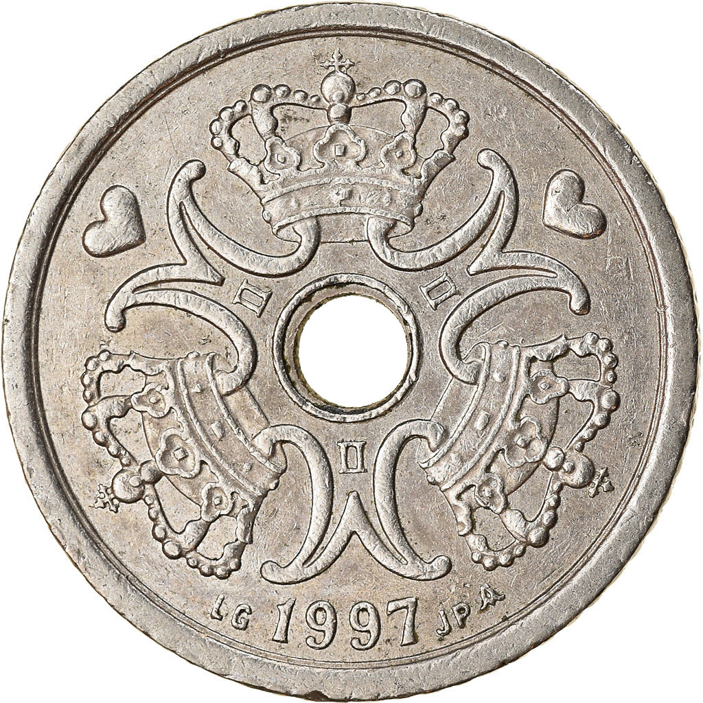 Coin, Denmark, Margrethe II, Krone, 1997, Copenhagen, EF(40-45), Copper-nickel