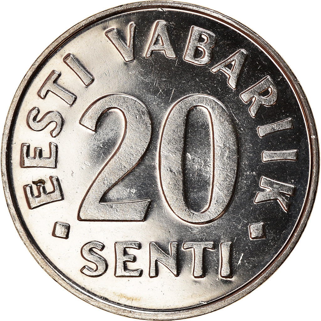 Coin, Estonia, 20 Senti, 1999, AU(50-53), Nickel plated steel