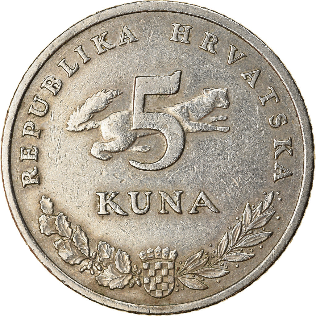 Moeda, Croácia, 5 Kuna, 1993, EF(40-45), Cobre-Níquel-Zinco, KM:11