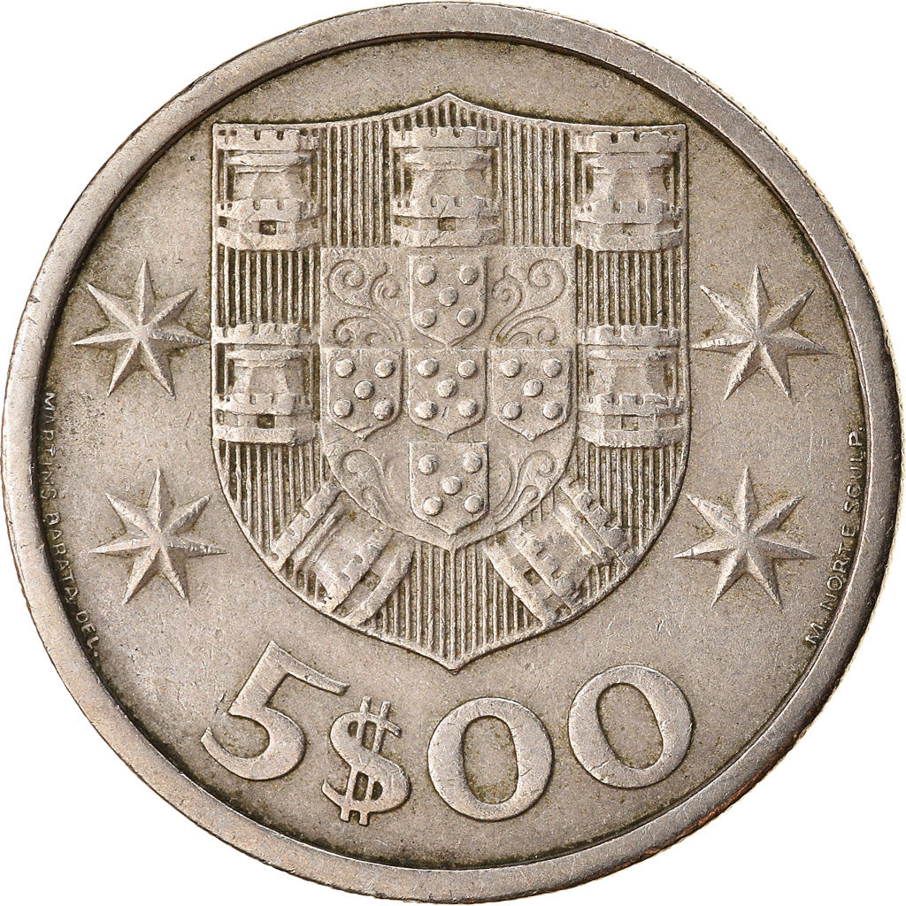 Moeda, Portugal, 5 Escudos, 1969, EF(40-45), Cobre-níquel, KM:591