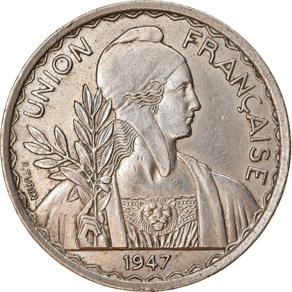 Moeda, Indochina, 1 Piastre, 1947, Paris, AU(50-53), Cuproníquel, Lecompte:320