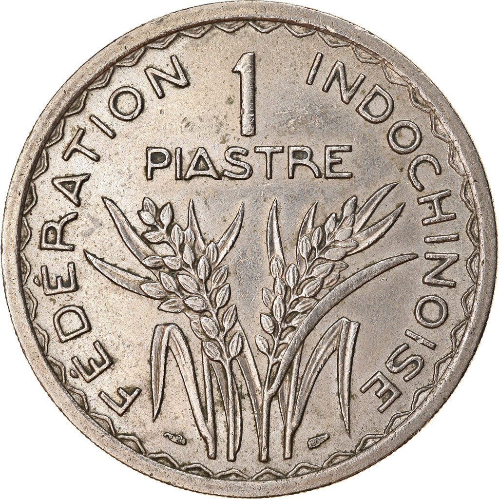Moeda, Indochina, 1 Piastre, 1947, Paris, AU(50-53), Cuproníquel, Lecompte:320