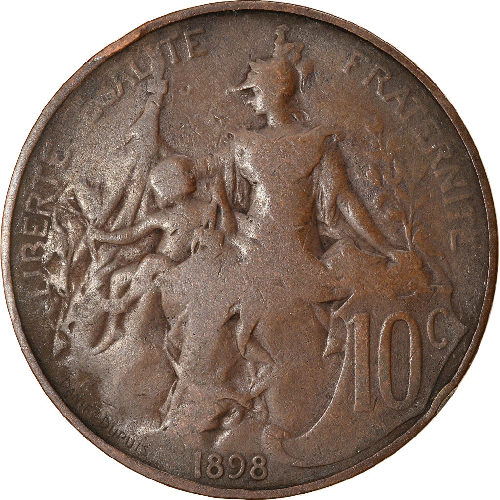 Monnaie, France, Dupuis, 10 Centimes, 1898, Paris, TB, Bronze, Gadoury:277