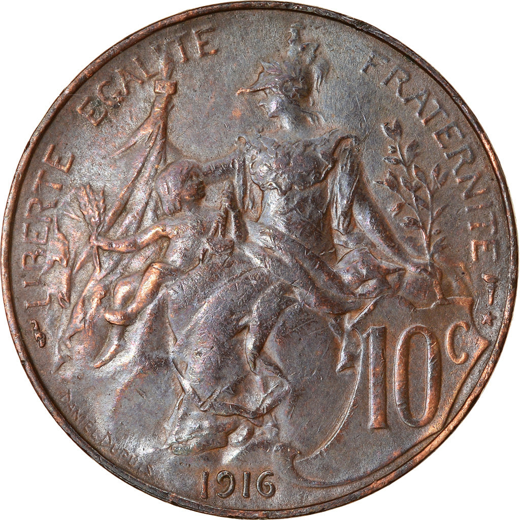 Coin, France, Dupuis, 10 Centimes, 1916, Paris, AU(55-58), Bronze, KM:843