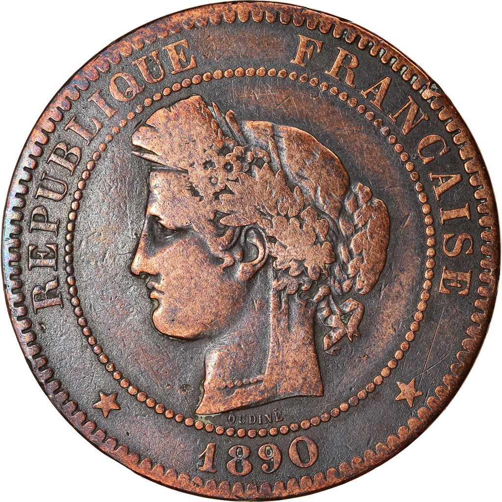 Monnaie, France, Cérès, 10 Centimes, 1890, Paris, TB, Bronze, Gadoury:265a