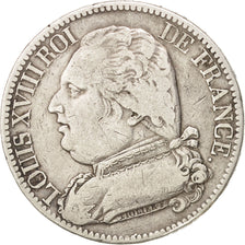 Francia, Louis XVIII, 5 Francs, 1814, Paris, MB+, Argento, KM:702.1, Gadoury:591
