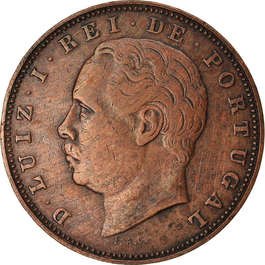 Coin, Portugal, Luiz I, 10 Reis, 1883, EF(40-45), Bronze, KM:526