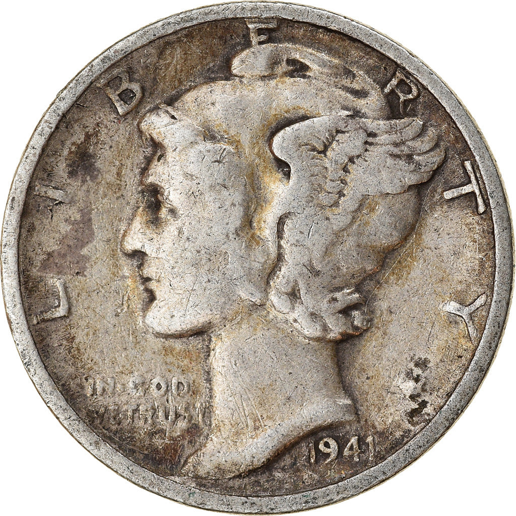 Coin, United States, Mercury Dime, Dime, 1941, U.S. Mint, San Francisco