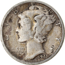 Coin, United States, Mercury Dime, Dime, 1941, U.S. Mint, San Francisco