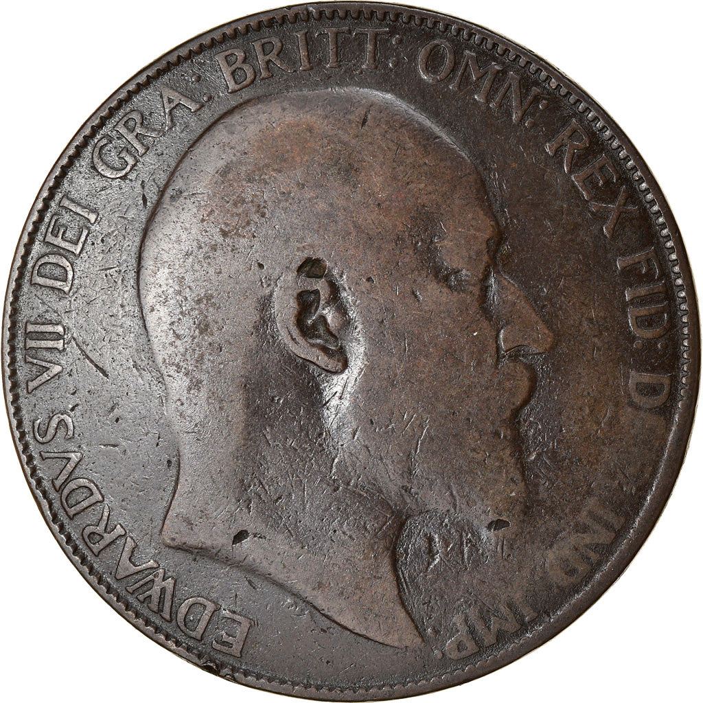 Coin, Great Britain, Edward VII, Penny, 1908, VG(8-10), Bronze, KM:794.2