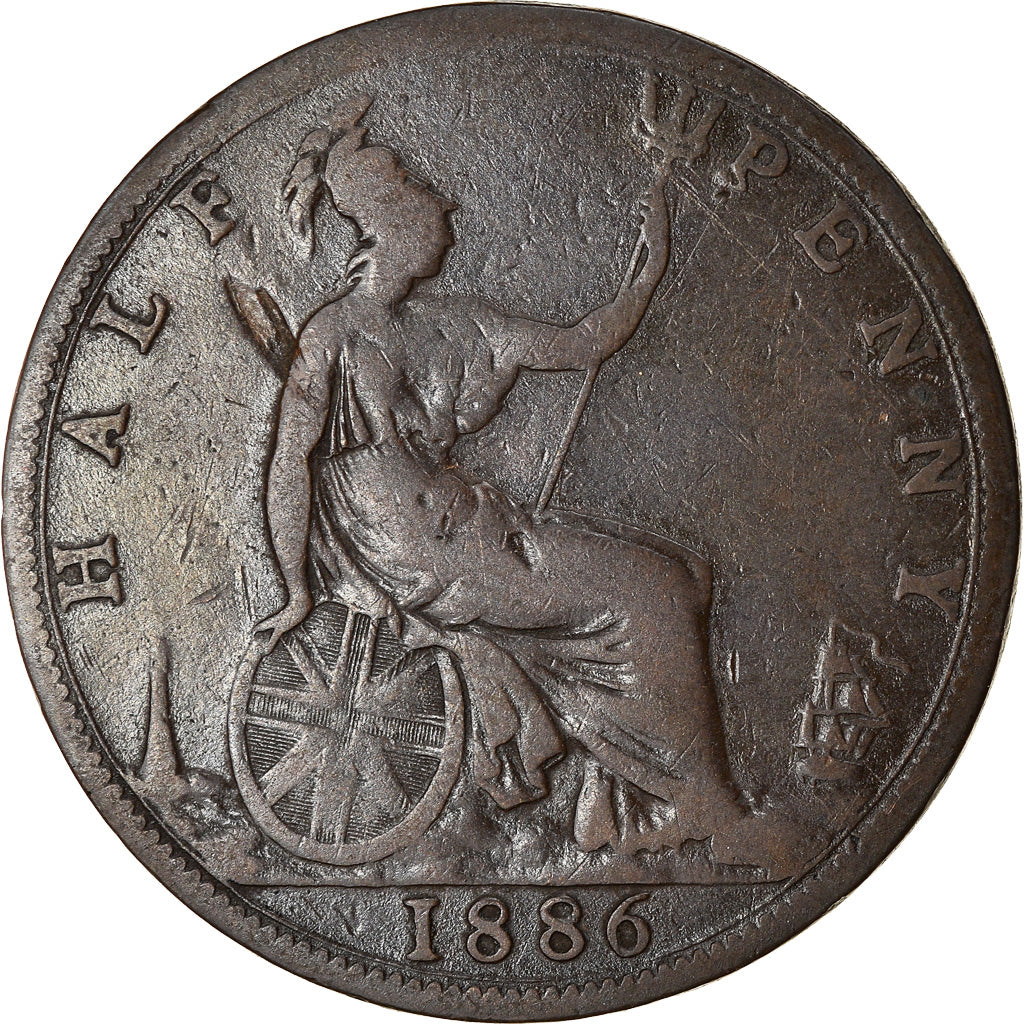 Great Britain, Victoria, 1/2 Penny, 1886, VG(8-10), Bronze, KM:754