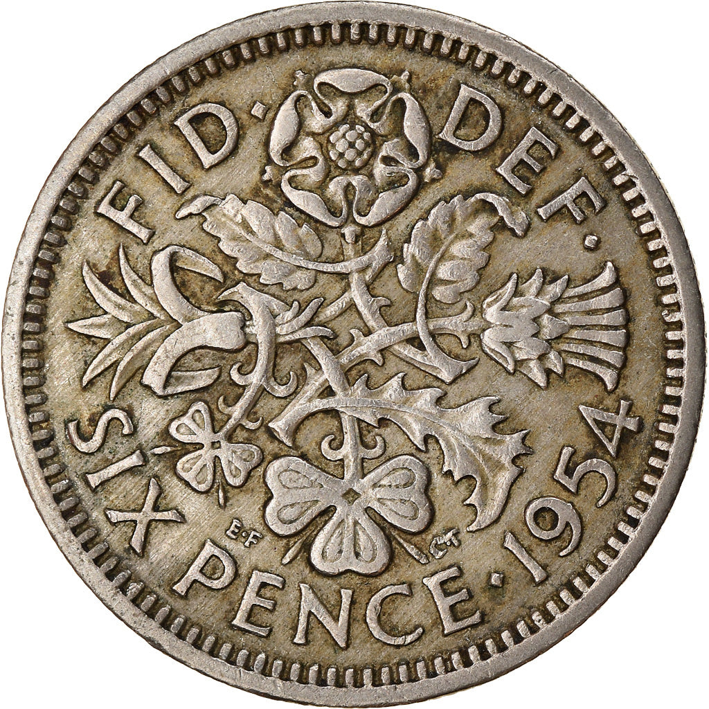Coin, Great Britain, 6 Pence, 1954, VF(30-35), Copper-nickel