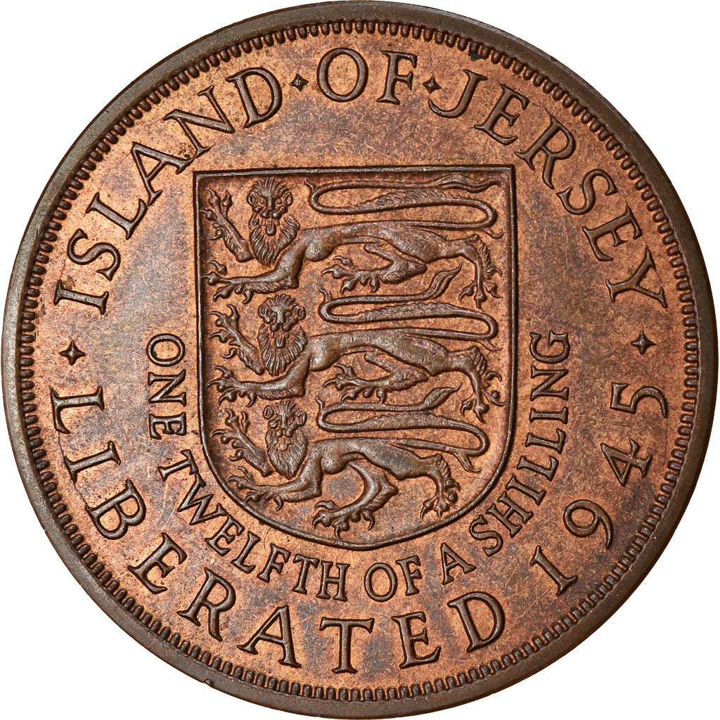 Coin, Jersey, George VI, 1/12 Shilling, 1945, AU(50-53), Bronze, KM:19