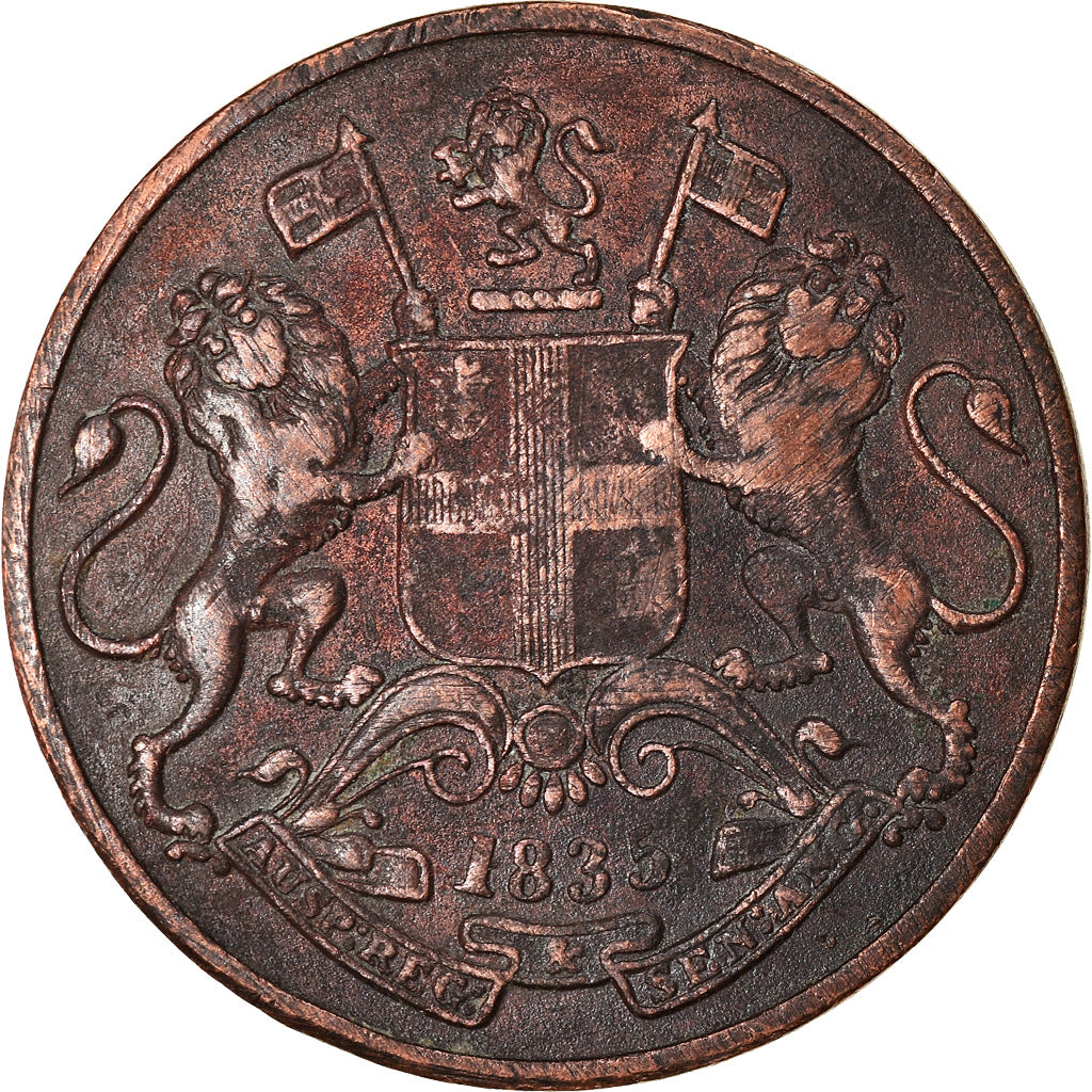 Moneta, INDIA - BRITANNICA, 1/4 Anna, 1835, Bombay, MB, Rame, KM:446.2
