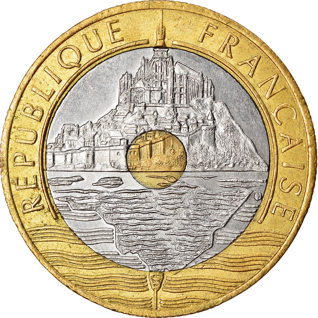 Monnaie, France, Mont Saint Michel, 20 Francs, 1992, Paris, TTB, Tri-Metallic