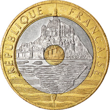 Monnaie, France, Mont Saint Michel, 20 Francs, 1992, Paris, TTB, Tri-Metallic