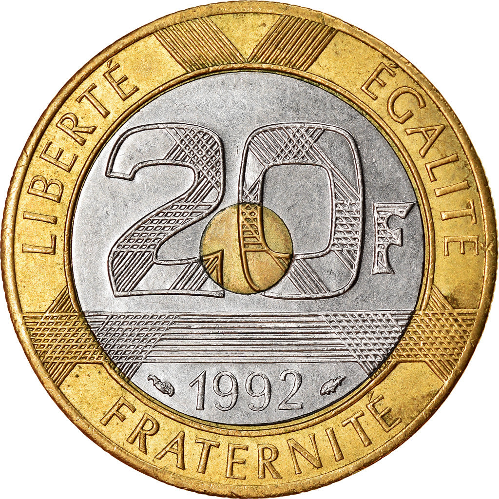 Monnaie, France, Mont Saint Michel, 20 Francs, 1992, Paris, TTB, Tri-Metallic