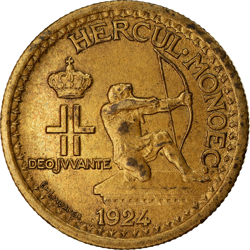 Moneta, Monaco, Louis II, 50 Centimes, 1924, Poissy, EF(40-45), Aluminium-Brąz