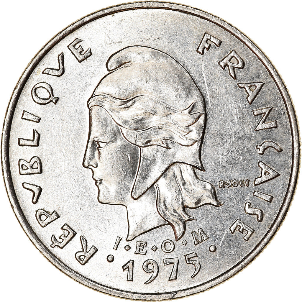 Moneta, Polinezja Francuska, 10 Francs, 1975, Paris, AU(50-53), Nikiel, KM:8