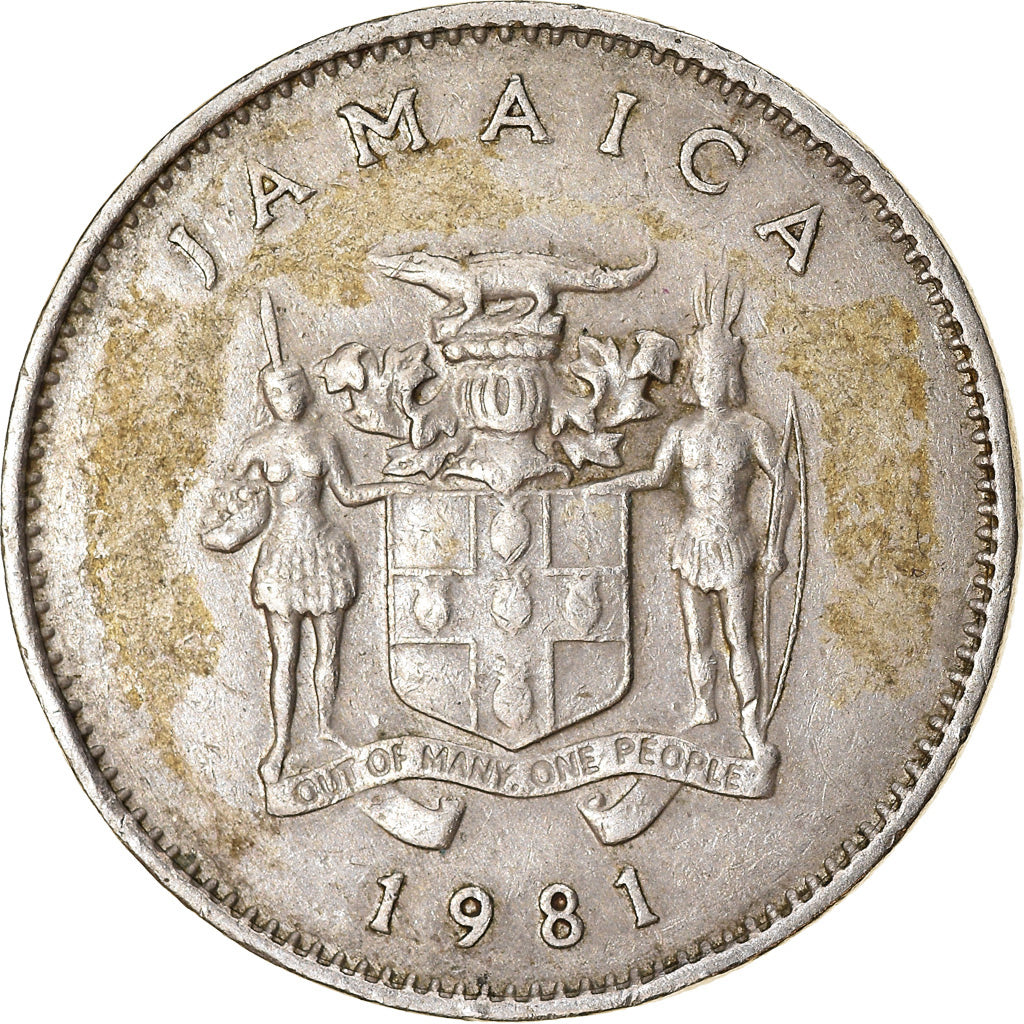Moneda, Jamaica, Elizabeth II, 10 Cents, 1981, Franklin Mint, MBC, Cobre -