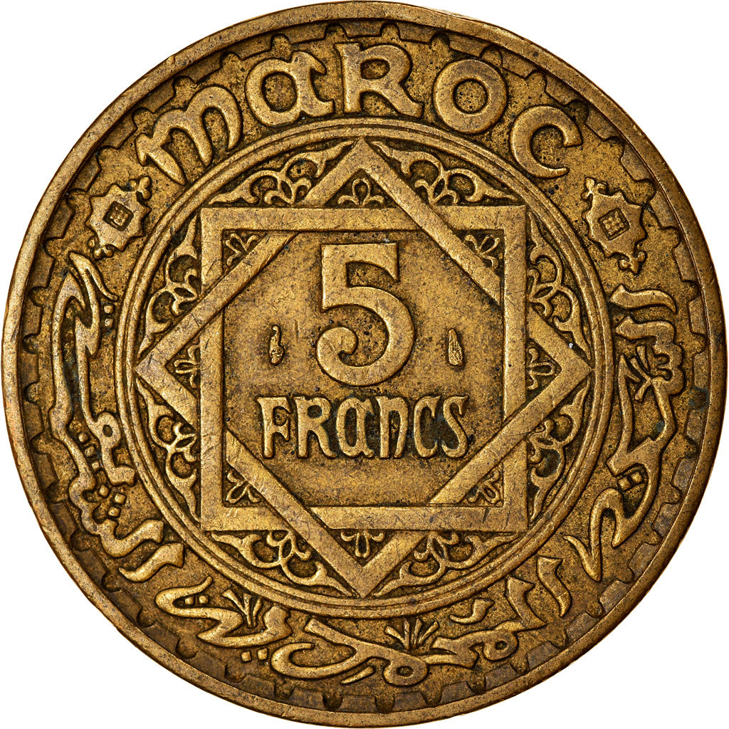 Münze, Marokko, Mohammed V, 5 Francs, AH 1365/1946, Paris, SS, Aluminum-Bronze