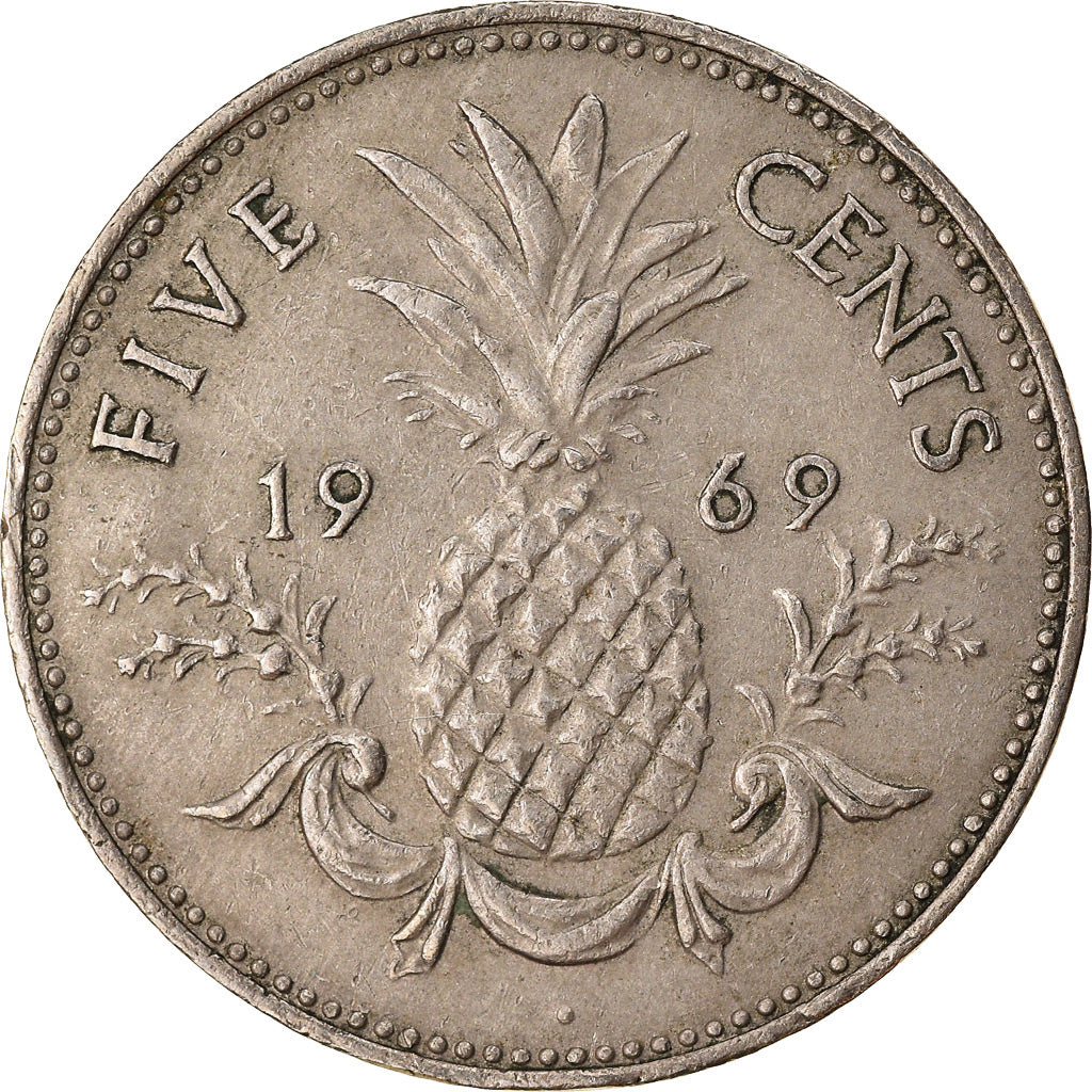Coin, Bahamas, Elizabeth II, 5 Cents, 1969, EF(40-45), Copper-nickel, KM:3