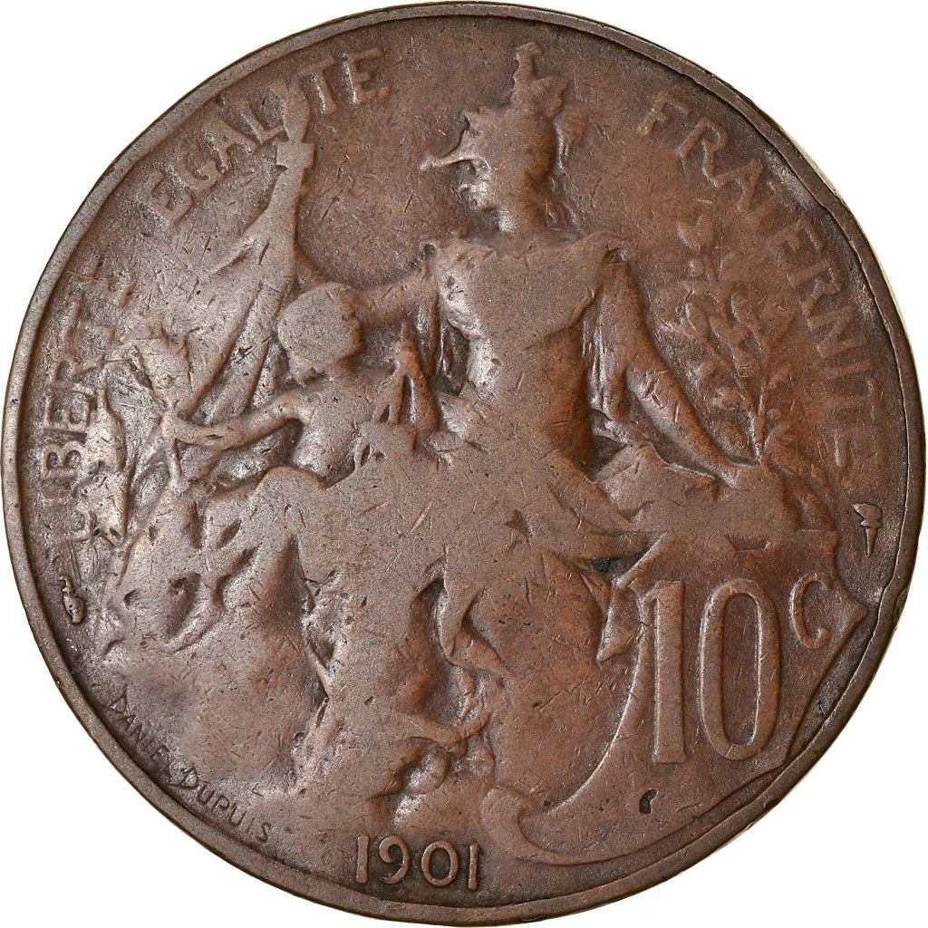 Coin, France, Dupuis, 10 Centimes, 1901, Paris, VF(20-25), Bronze, KM:843