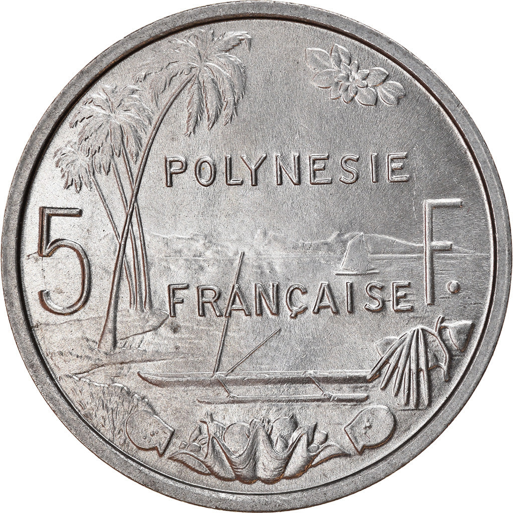 Coin, French Polynesia, 5 Francs, 1965, Paris, MS(63), Aluminum, KM:4