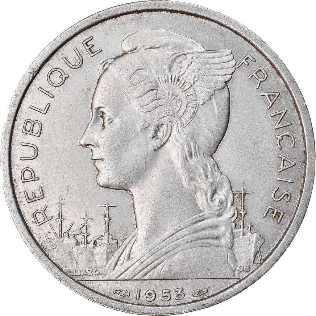 Moneta, Madagascar, 5 Francs, 1953, Paris, BB+, Alluminio, KM:5