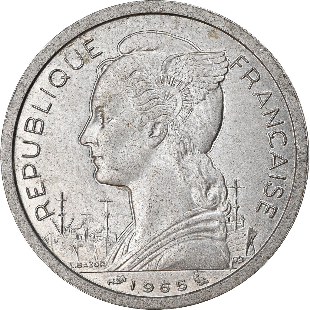 Coin, French Somaliland, 2 Francs, 1965, Paris, EF(40-45), Aluminum, KM:9