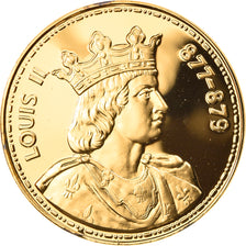 Francia, medalla, Les Rois de France, Louis II, History, SC+, Oro vermeil