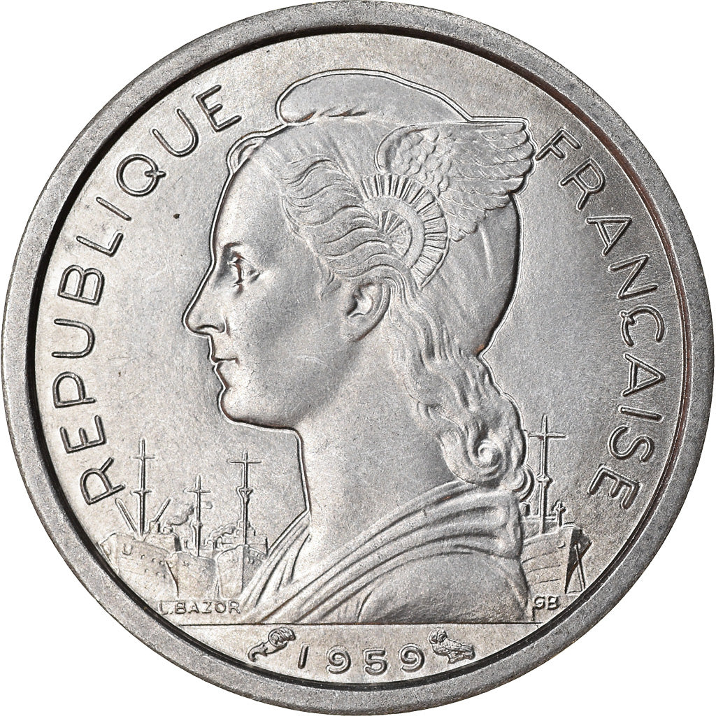 Coin, French Somaliland, Franc, 1959, Paris, MS(63), Aluminum, KM:8