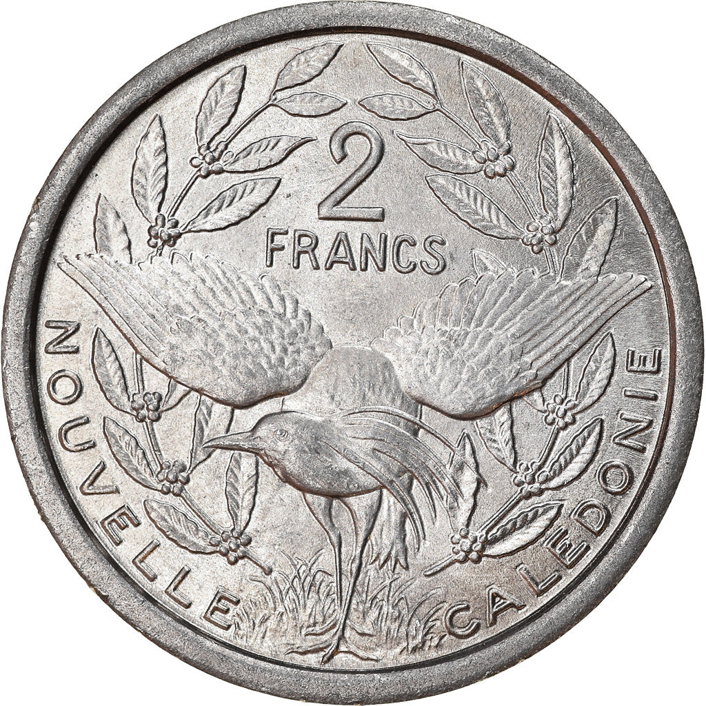 Coin, New Caledonia, 2 Francs, 1971, Paris, AU(50-53), Aluminum, KM:9