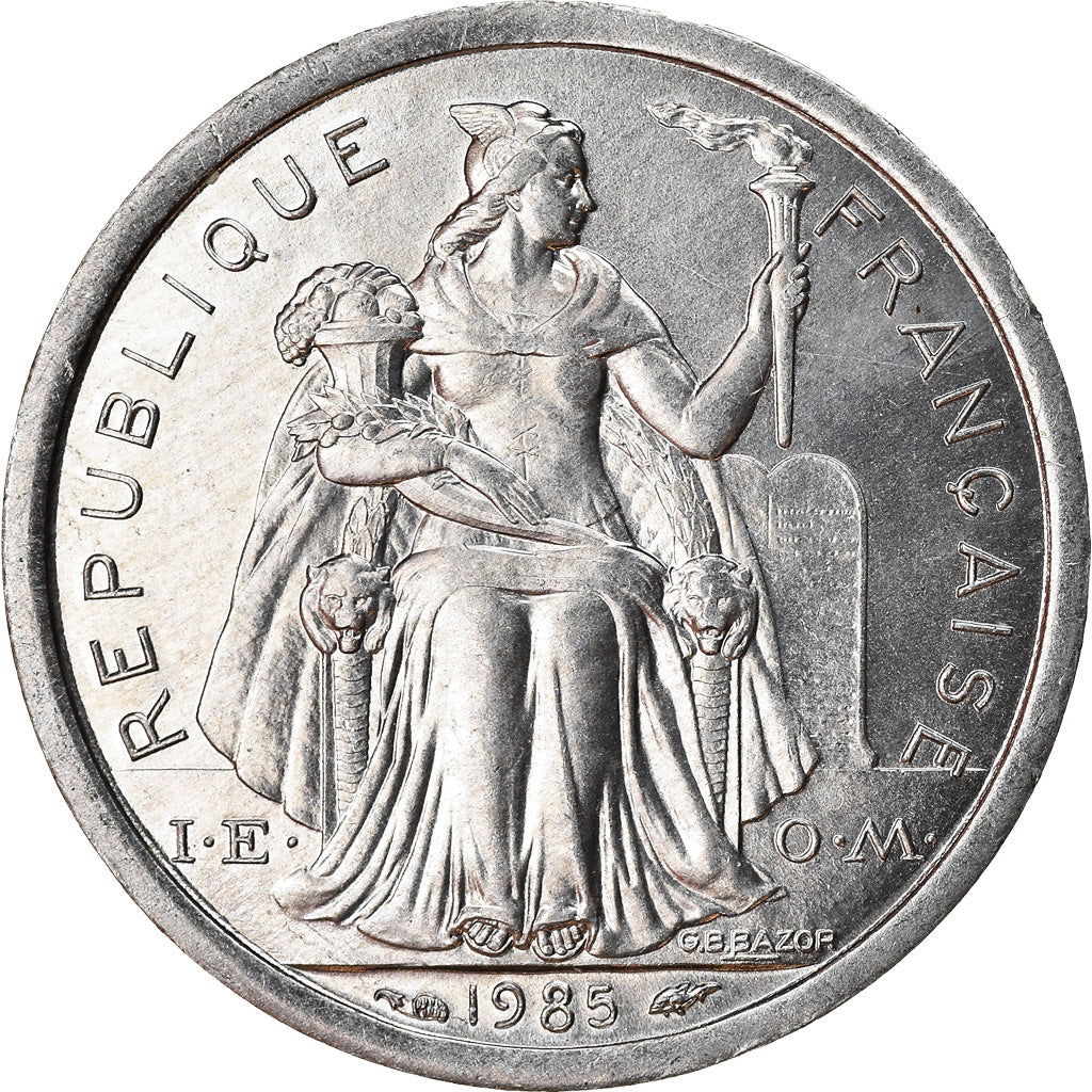 Coin, New Caledonia, Franc, 1985, Paris, MS(63), Aluminum, KM:10