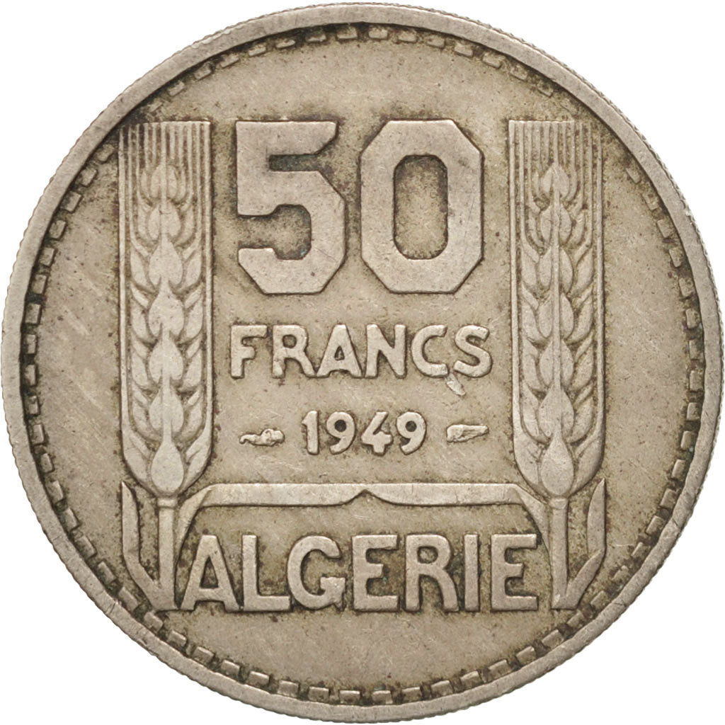 Algeria, 50 Francs, 1949, Paris, EF(40-45), Copper-nickel, KM:92