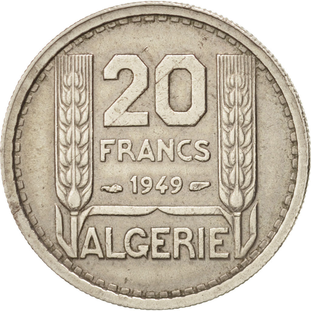 Algeria, 20 Francs, 1949, Paris, EF(40-45), Copper-nickel, KM:91