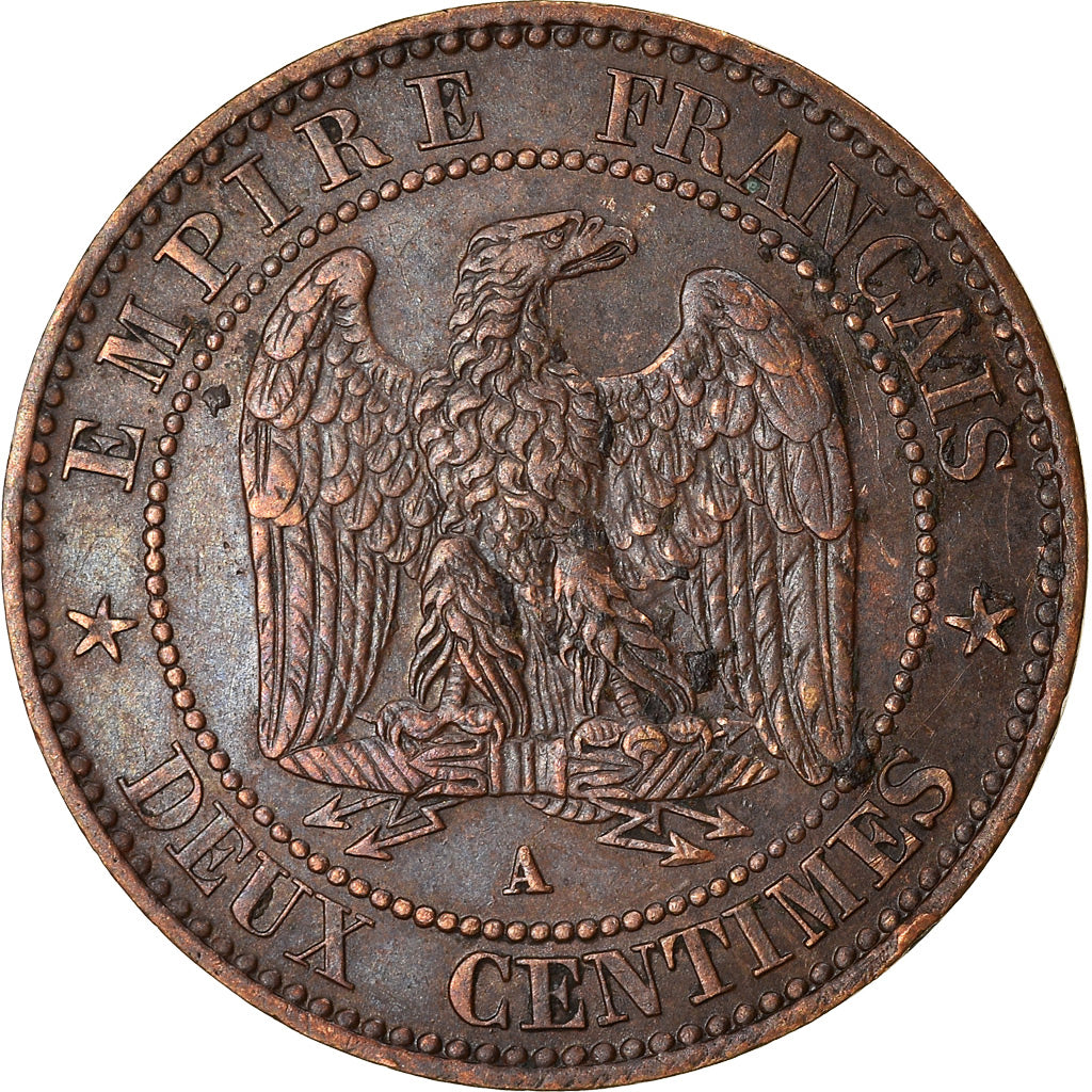 Moeda, França, Napoleon III, Napoléon III, 2 Centimes, 1862, Paris, AU(50-53)