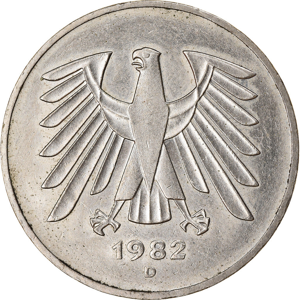 Coin, GERMANY - FEDERAL REPUBLIC, 5 Mark, 1982, Munich, EF(40-45), Copper-Nickel