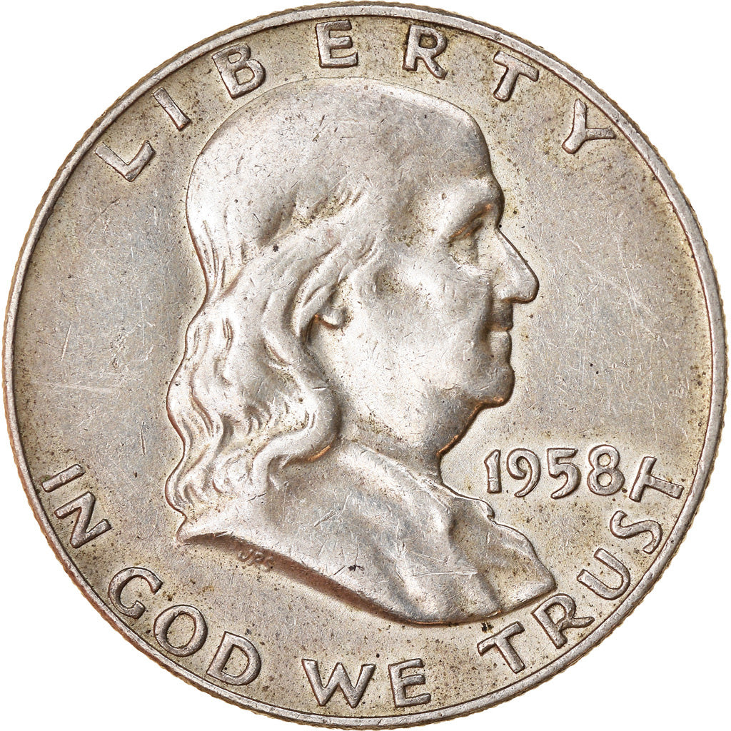 Coin, United States, Franklin Half Dollar, Half Dollar, 1958, U.S. Mint, Denver