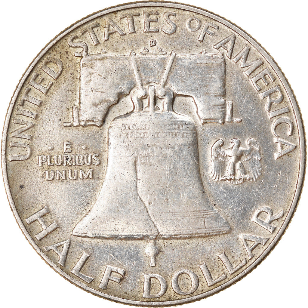 Coin, United States, Franklin Half Dollar, Half Dollar, 1958, U.S. Mint, Denver