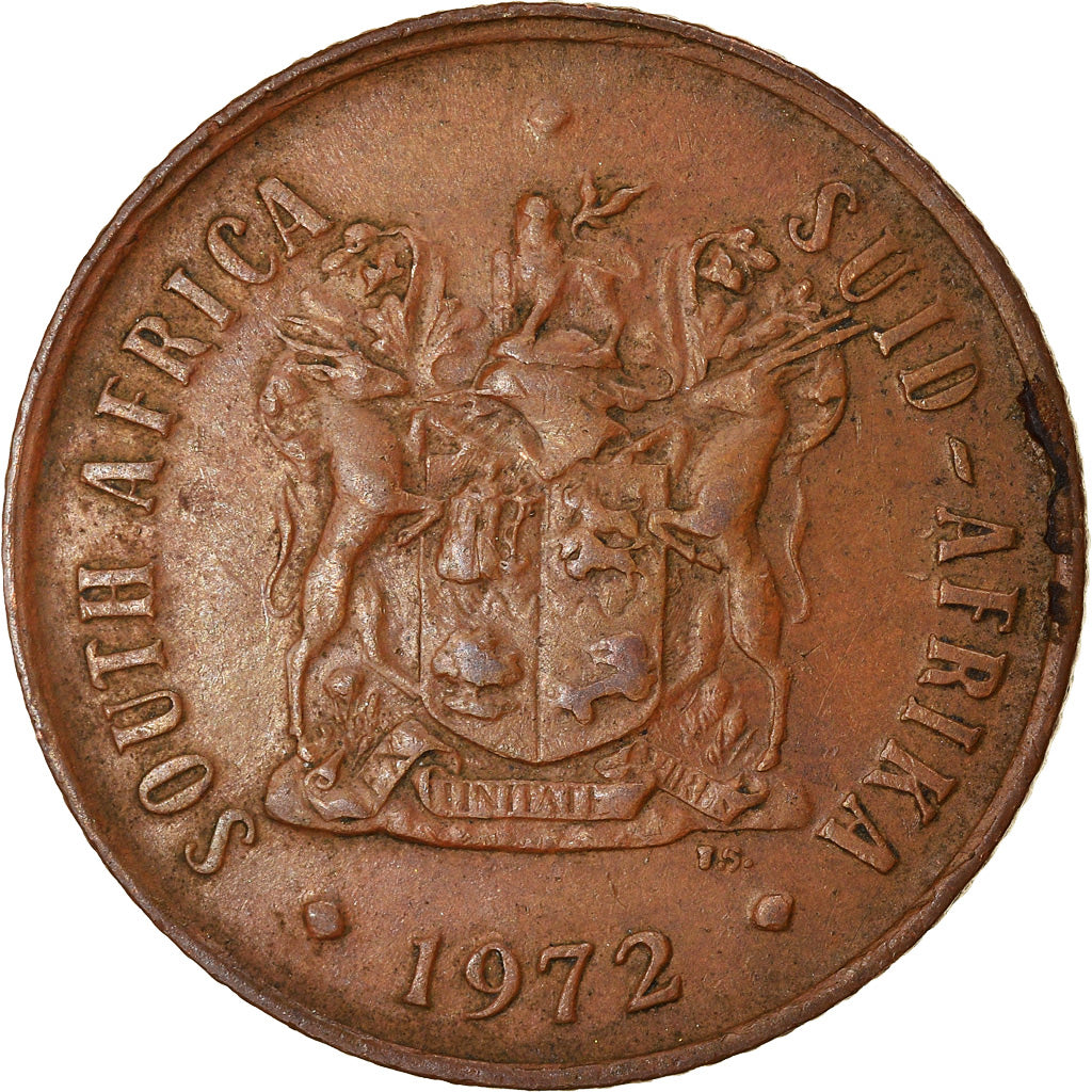 Coin, South Africa, 2 Cents, 1972, EF(40-45), Bronze, KM:83
