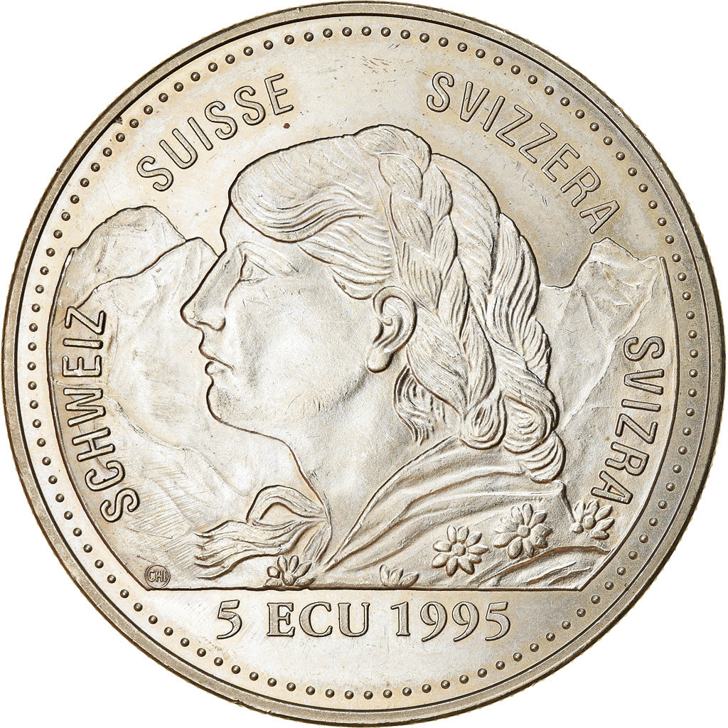 Switzerland, Token, 5 Ecu, Aviation, 1995, AU(50-53), Copper-nickel