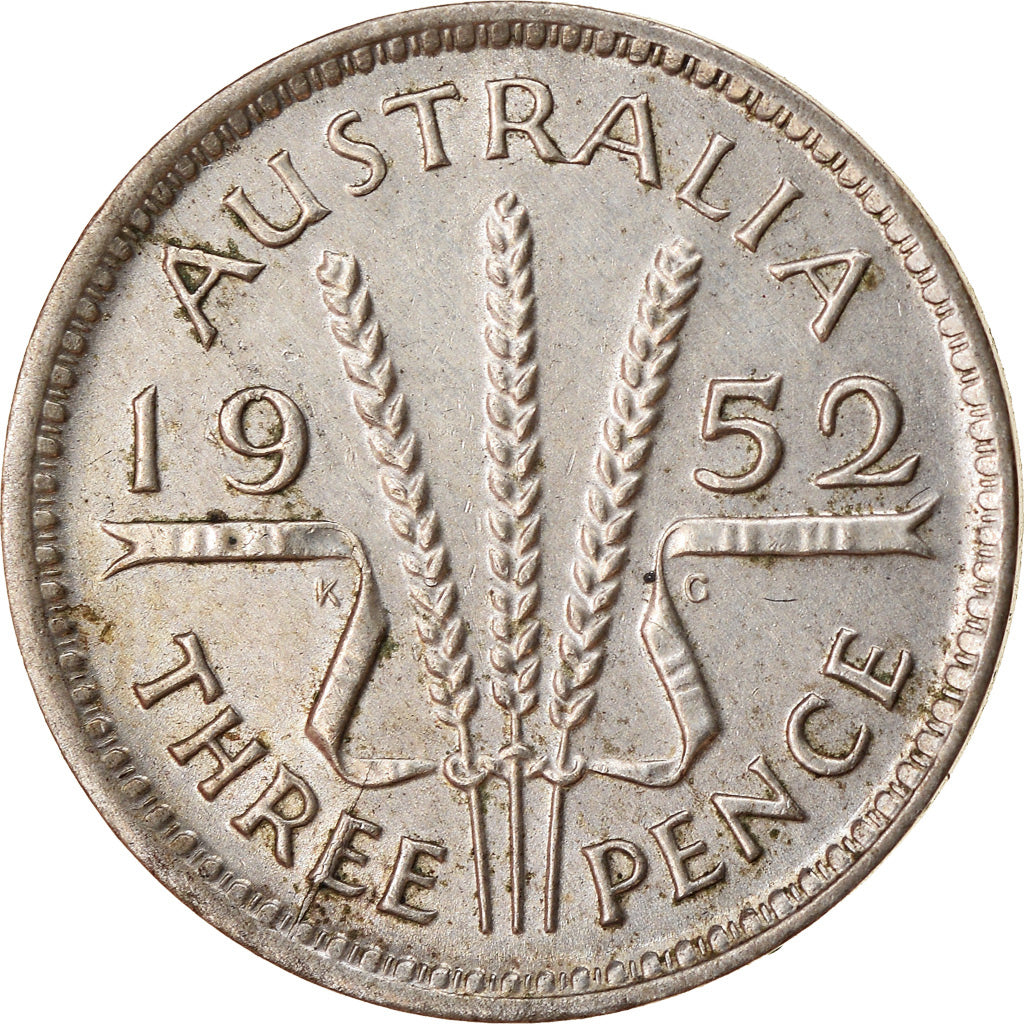 Coin, Australia, George VI, Threepence, 1952, MS(65-70), Silver, KM:44