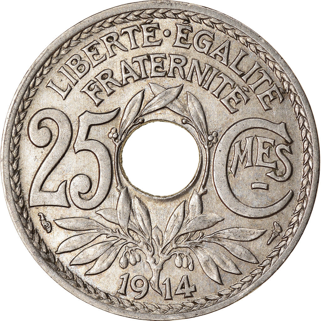 Coin, France, Lindauer, 25 Centimes, 1914, AU(55-58), Nickel, KM:867